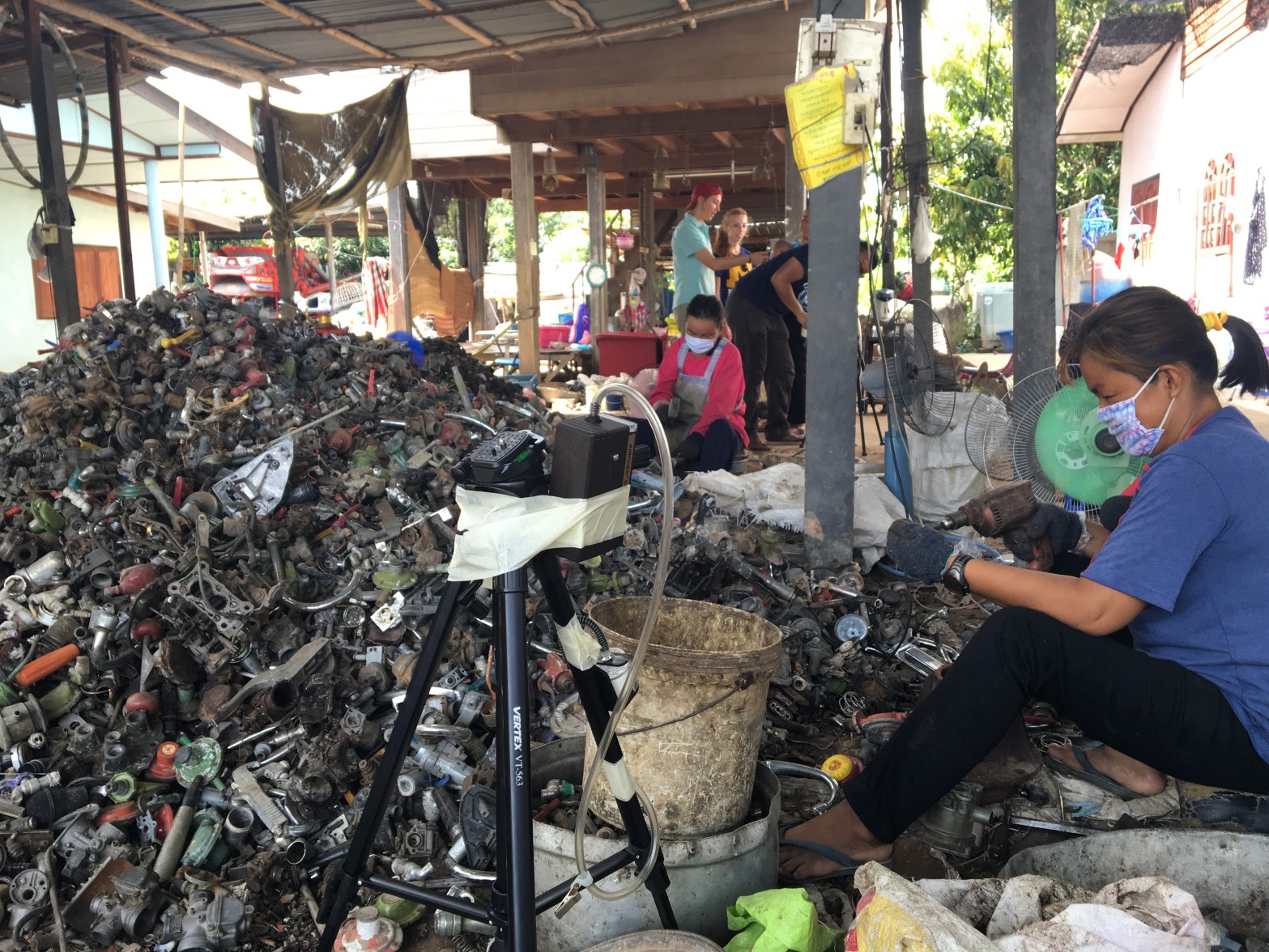 Workers recycling e-waste in Thailand