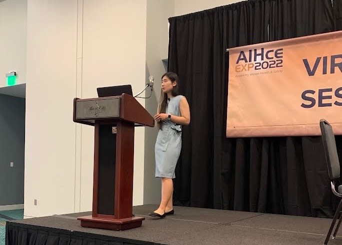 Xin Zhang presents research findings at AIHA.